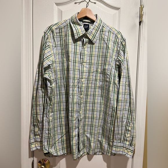 Gap mens large 16-16 1/2 cotton plaid button down shirt. - Picture 1 of 4